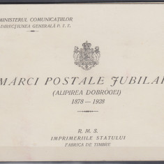 ROMANIA 1928 LP 81 MARCI POSTALE JUBILIARE ALIPIREA DOBROGEI 1878-1928 CARNET