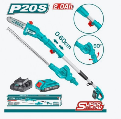 TOTAL - FIERASTRAU TELESCOPIC SI TRIMMER PENTRU GARD VIU CU ACUMULATOR 20V PowerTool TopQuality foto