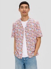 s.Oliver Camasa barbati cu maneca scurta, Regular fit, Rosu deschis, S