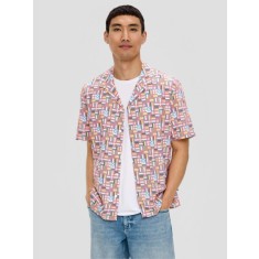 s.Oliver Camasa barbati cu maneca scurta, Regular fit, Rosu deschis, S