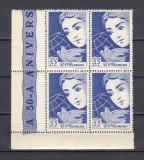 A11 TX8 1 - 1960 - Ziua internationala a femeii - bloc de patru timbre - margina de coala