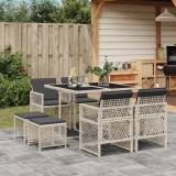 VidaXL Set mobilier grădină cu perne, 9 piese, gri deschis, poliratan