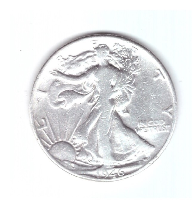 Moneda SUA 1/2 dollar/dolar 1946, uzata, curata