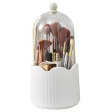 Cutie pentru Depozitarea Pensulelor de Machiaj, Cyrax, Rotativa, Plastic, 36 cm x 13 cm, Alb