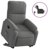 Cumpara ieftin Fotoliu rabatabil electric cu ridicare, gri inchis, microfibra