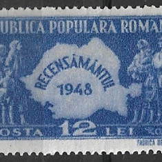 C1644 - Romania 1948 - Recensamantul 1v.neuzat,perfecta stare