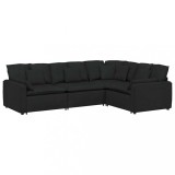 Canapea modulara cu perne, negru, textil