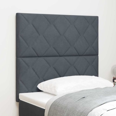 vidaXL Tăblie LED design bucle de diamant gri &amp;icirc;nchis 100 cm catifea foto