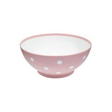 Bol Plastic Roz cu Buline Albe, 350ml, Mat, Cereale/Salata/Supa, 13cm, Vesela Bucatarie
