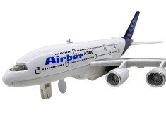 Macheta metal avion Airbus A380 cu lumini si sunete 25cm