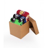 Cutie cu 3 perechi de șosete din bumbac Rock - Craniul, 8 bile, Bere 35-38