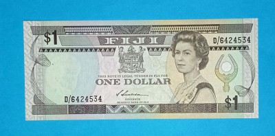 Bancnotă Fiji (pick 86) 1 Dollar 1987 UNC serie: D/6424534 foto