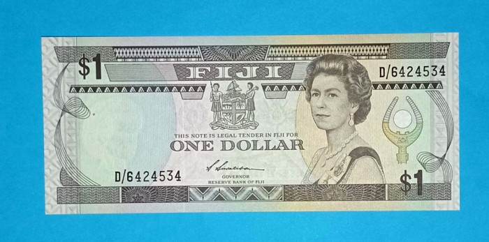 Bancnotă Fiji (pick 86) 1 Dollar 1987 UNC serie: D/6424534