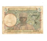 Africa Occidentala Franceza 1942 - 5 franci, circulat