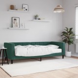 VidaXL Pat de zi cu saltea, verde &icirc;nchis, 80x200 cm, catifea