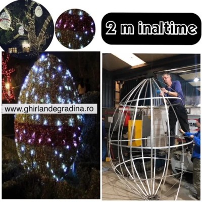 Iluminat Festiv Paste,Ou Gigant 2 m,3 D,decoratiuni primarii,SICAP foto