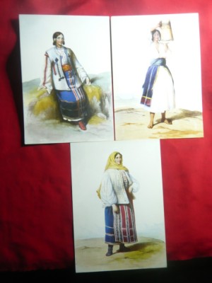3 Ilustrate mari - Port Popular Romanesc , 15,4 x 22 cm dupa stampe sec.XIX- foto
