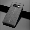 Husa pentru Samsung Galaxy S10, GloMax AUTO FOCUS cu insertii de pele neagra, Negru