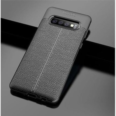 Husa pentru Samsung Galaxy S10, GloMax AUTO FOCUS cu insertii de pele neagra foto