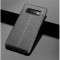 Husa pentru Samsung Galaxy S10, GloMax AUTO FOCUS cu insertii de pele neagra