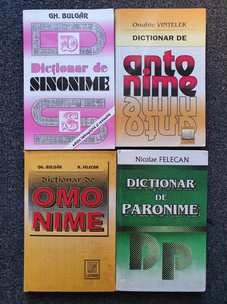 SET DICTIONAR DE SINONIME, ANTONIME, OMONIME, PARONIME (4 volume) |  Okazii.ro