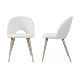 Set 2 scaune dining Karijoki bej, tapitate cu stofa, picioare metalice