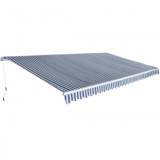VidaXL Copertină pliabilă acționată manual, albastru/alb, 600 cm