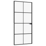 Cumpara ieftin Usa de interior negru 93x201,5 cm sticla securiz./aluminiu slim