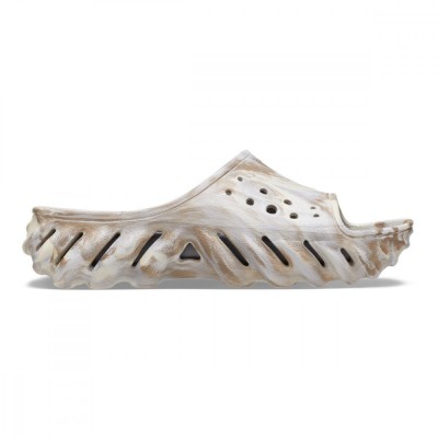 Papuci Crocs Echo Marbled Slide Bej - Bone/Multi foto