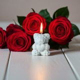 Lumanare Parfumata Ursulet de Trandafiri cu Inima , Cadou Handmade si Marturie Botez