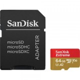 Card Memorie microSDXC SanDisk Extreme, 64Gb, Clasa 10 / UHS-1 U3, Cu Adaptor SDSQXAH-064G-GN6MA