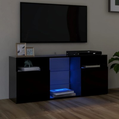 Gossi comoda tv cu lumini led, negru, 120x30x50 cm foto