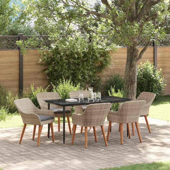 vidaXL Set de dining Gri deschis Rattan poli 3261709