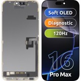 Display cu Touchscreen MP compatibil cu Apple iPhone 16 Pro Max, cu Rama, Versiune Soft OLED FHD Diagnostic, Negru