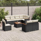 vidaXL Set mobilier de grădină cu perne, 9 piese, negru, poliratan 3258570
