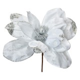 Cumpara ieftin Floare artificiala Craciun alba argintie &Oslash; 25x25 cm
