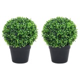 vidaXL Plante artificiale cimișir cu ghiveci, 2 buc. verde 37 cm minge