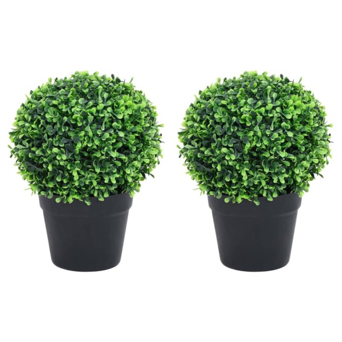 vidaXL Plante artificiale cimișir cu ghiveci, 2 buc. verde 37 cm minge 336518