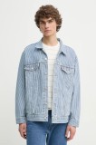 Levi&#039;s geaca jeans barbati, culoarea negru, de tranzitie, oversize, A5782