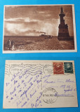 Carte Postala veche circulata anul 1950, Constanta - Farul - Vapor in port, Sinaia, Printata