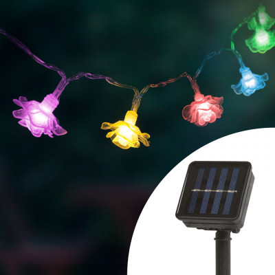 Lampa solara LED, model floare, acumulator 1.2 V Ni-MH, 600 mAh, IP44, 20 LED, 2.3 m, lumina colorata foto