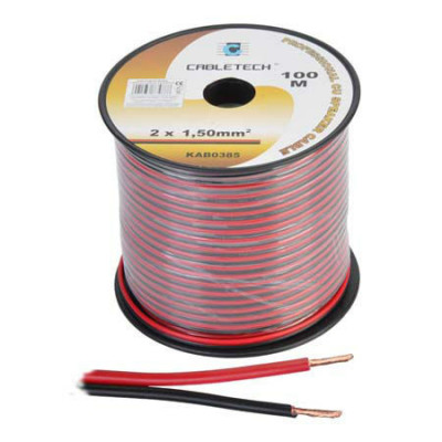 Cablu difuzor cupru 2x1.5mm rosu/negru Cabletech KAB0385 foto