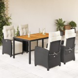 vidaXL Set mobilier de grădină cu perne, 5 piese, negru, poliratan 3212902