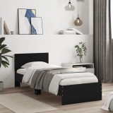 Cumpara ieftin Cadru de pat cu tăblie, negru, 90x200 cm, lemn prelucrat