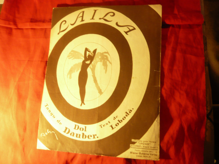 Partitura 1928 LAILA -muzica Dol Dauber ,text Loboda - Tango