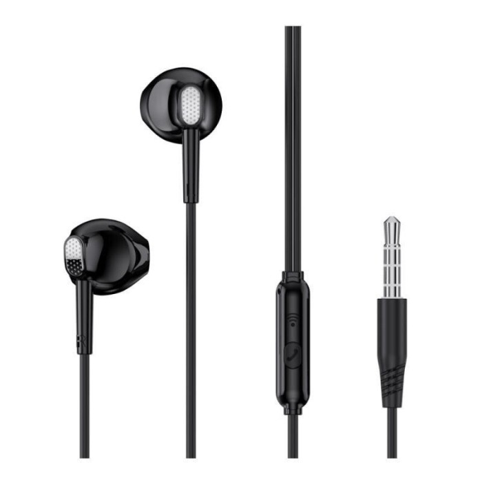 Casti audio cu microfon XO EP52, Control pe fir, mini Jack 3.5, Lungime cablu 1.2m, Negru