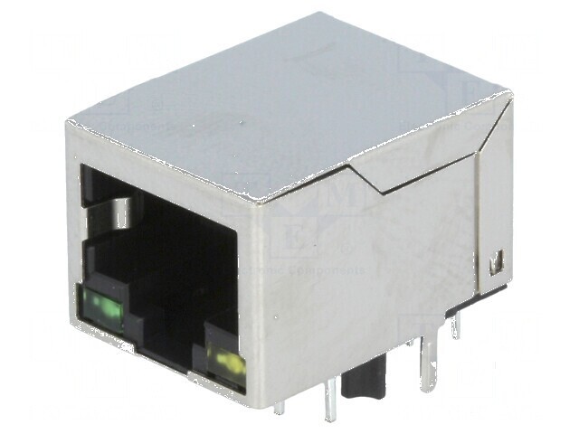 Conector RJ45 soclu PIN 8 ecranat cu diodă LED THT