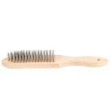 Perie de sarma cu maner din lemn, 6 randuri, pentru curatare metal