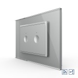 Cumpara ieftin Intrerupator dublu wireless touch Livolo cap scara/cap cruce, gri, standard italian