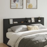 Cumpara ieftin Tăblie cu dulap și LED, negru, 220x16,5x103,5 cm